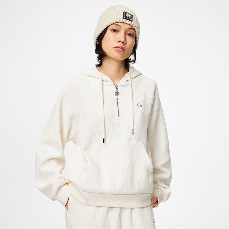 李宁冬季新款外套女子运动潮流时尚宽松绒感舒适连帽卫衣AWDT824