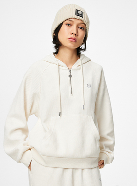 李宁冬季新款外套女子运动潮流时尚宽松绒感舒适连帽卫衣AWDT824