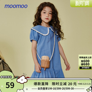 美特斯邦威童装 女孩A型荷叶边娃娃百褶 女童休闲甜美连衣裙夏新款