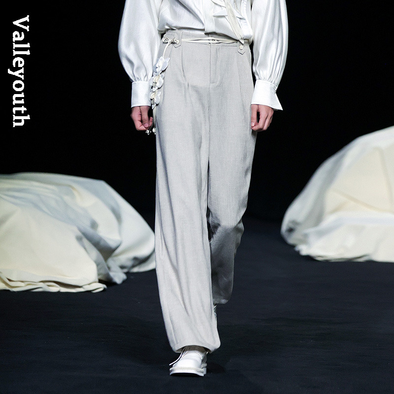 山谷少年直筒垂感长裤