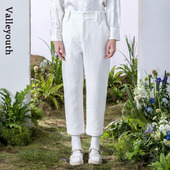 山谷少年原创设计师男装 白长裤 高腰肌理质感直筒休闲宽松版 绒哩