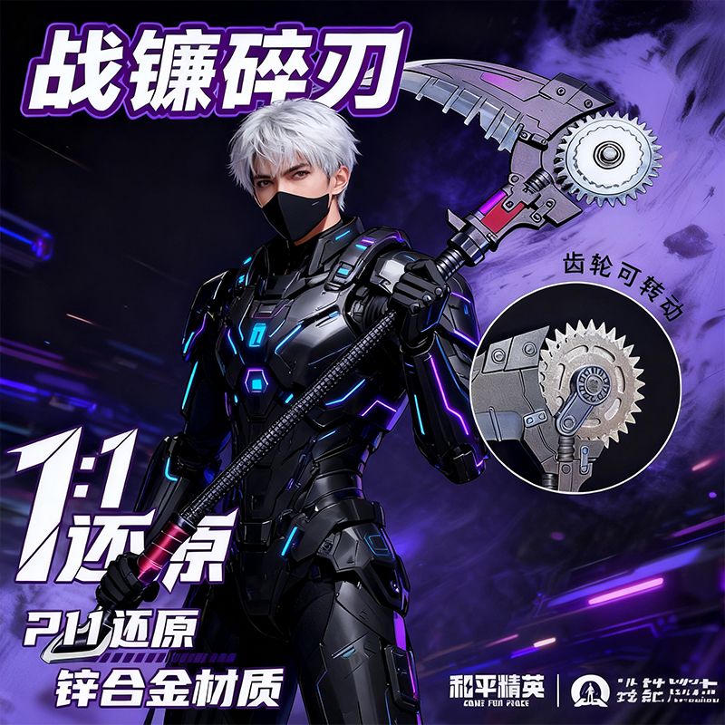战镰碎刃合金武器模型儿童玩具