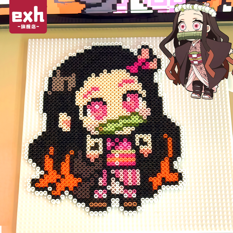 鬼灭之刃DIY拼豆豆套装卡通手工制作正版联动周边蝴蝶忍弥豆子