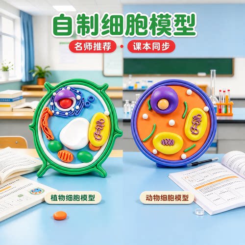生物细胞模型材料包DIY手工制作初高中课业动物植物真核细胞模型