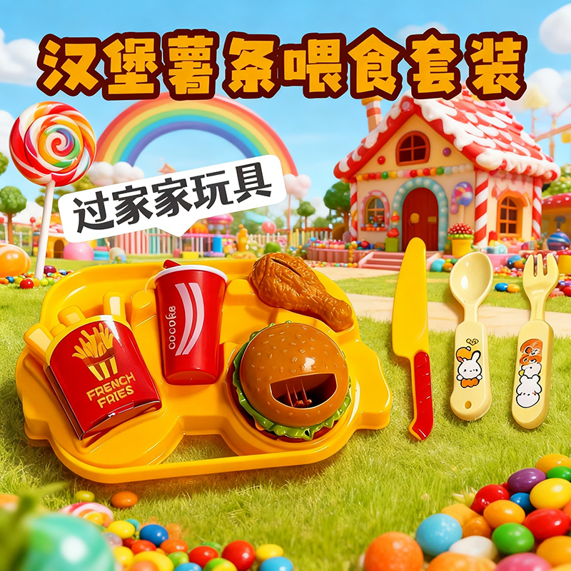 正版汉堡可乐便当喂食玩具咪露吃布丁儿童女生孩子过家家投食套装