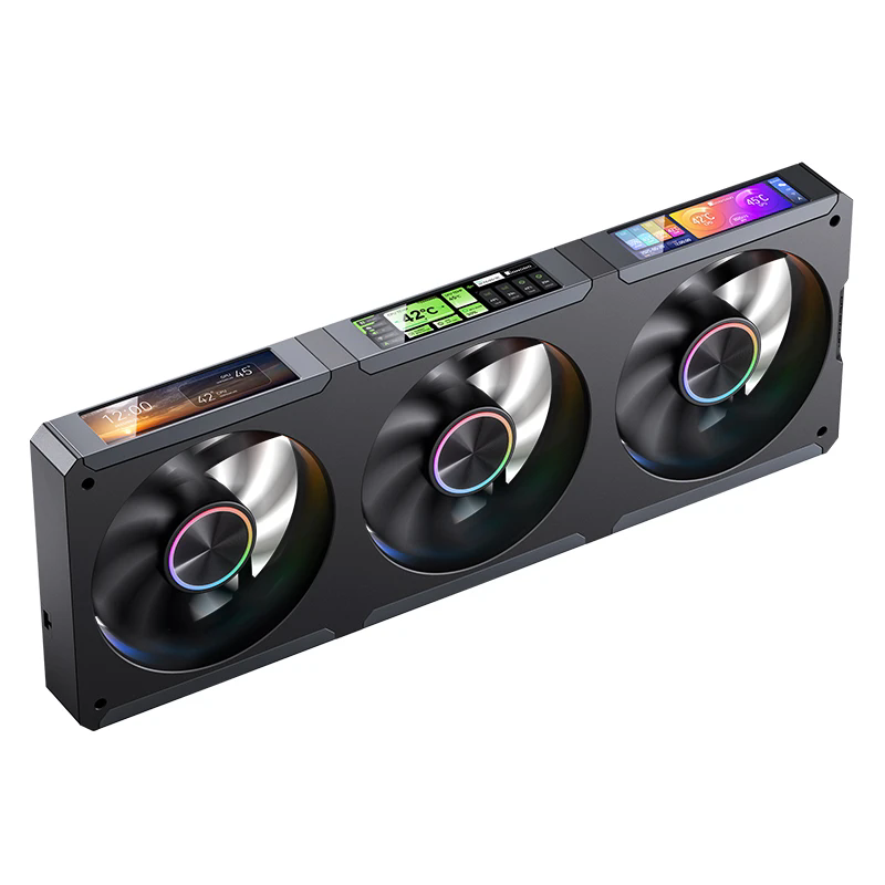 乔思伯ZC-360B ARGB12CM*3机箱风扇磁吸式3.38寸*3屏幕软件自定义