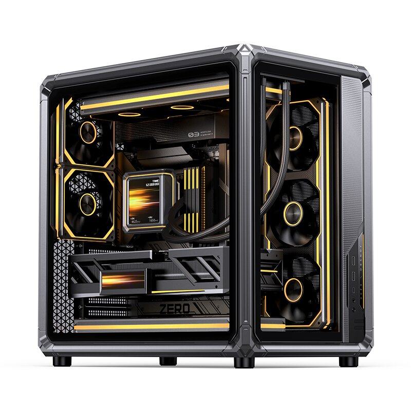 乔思伯X400灰色ATX主板海景房游戏机箱台式电脑360水冷支持背插