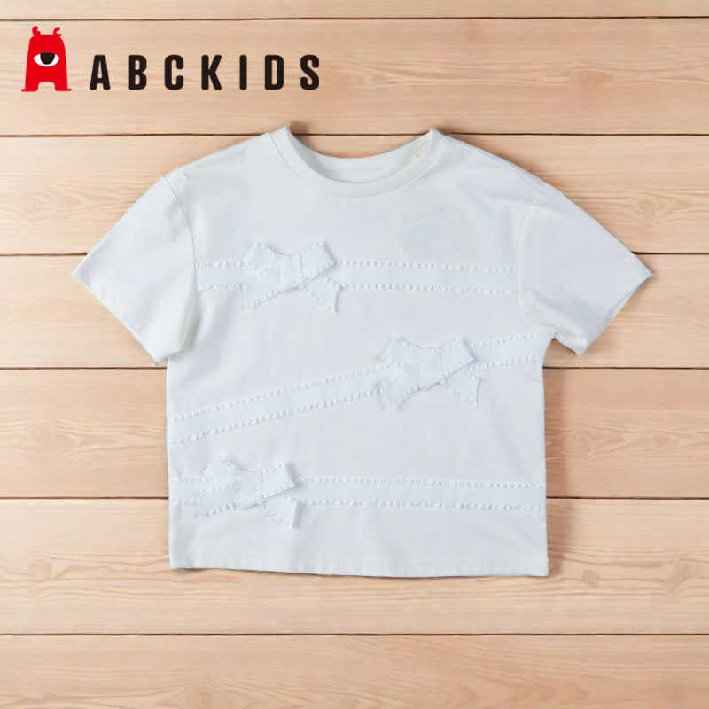 中长款蝴蝶结短袖T恤abckids