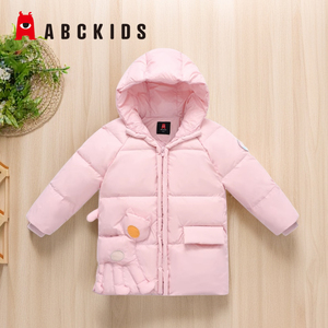 abckids童装2022冬季新品女童纯色保暖猫咪休闲羽绒服F151209206