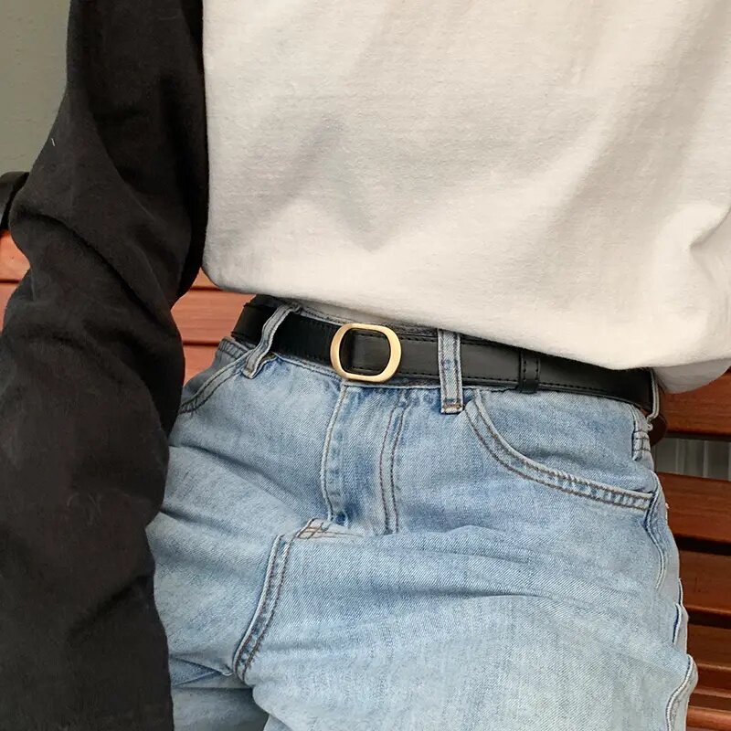 免打孔皮带女ins风休闲简约百搭牛仔裤腰带韩版小众设计感裤带细