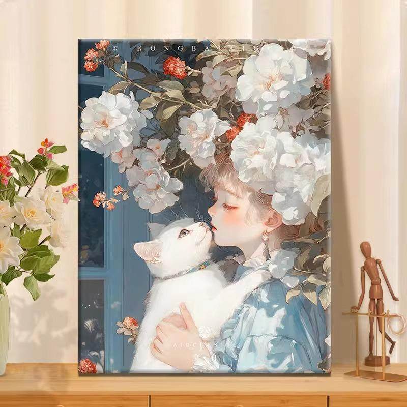 花下眠-diy数字油画丙烯画手工填充少女减压油彩治愈系填色涂色画,家居饰品,DIY/数字油画,淘宝优惠券,粉丝福利购,淘宝优惠卷