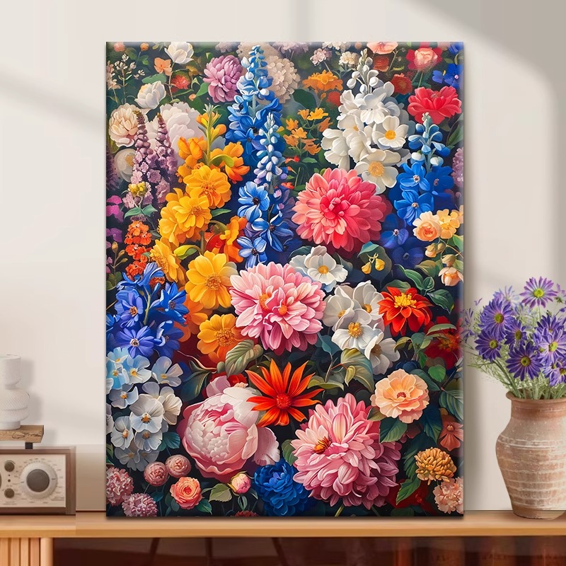 【五彩繁荣】数字油画diy花卉丙烯填涂色手工绘画解压客厅装饰画图片