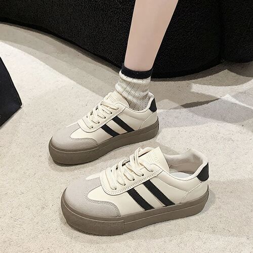 小白鞋女厚底春秋新款阿甘德训鞋