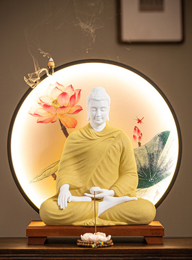 创意如来佛像灯圈摆件陶瓷