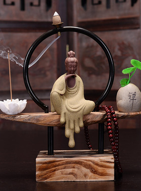 新中式禅意佛像倒流香炉创