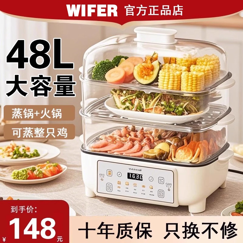 2025新款电蒸锅多功能家用三层大