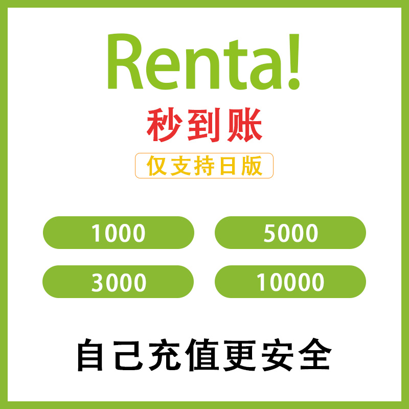 日区动漫动画renta乱搭点数充值1000 3000 5000 10000点-封面