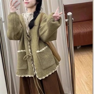 甜美温柔针织减龄2026开春新款宽松慵懒茶系开衫洋气外套