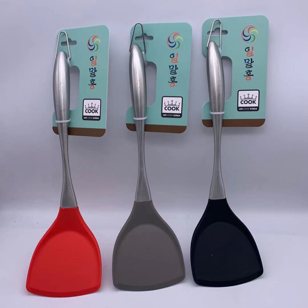 韩国LIFE COOK品牌不锈钢手柄硅胶 汤勺/铲子 耐高温适合不粘锅用