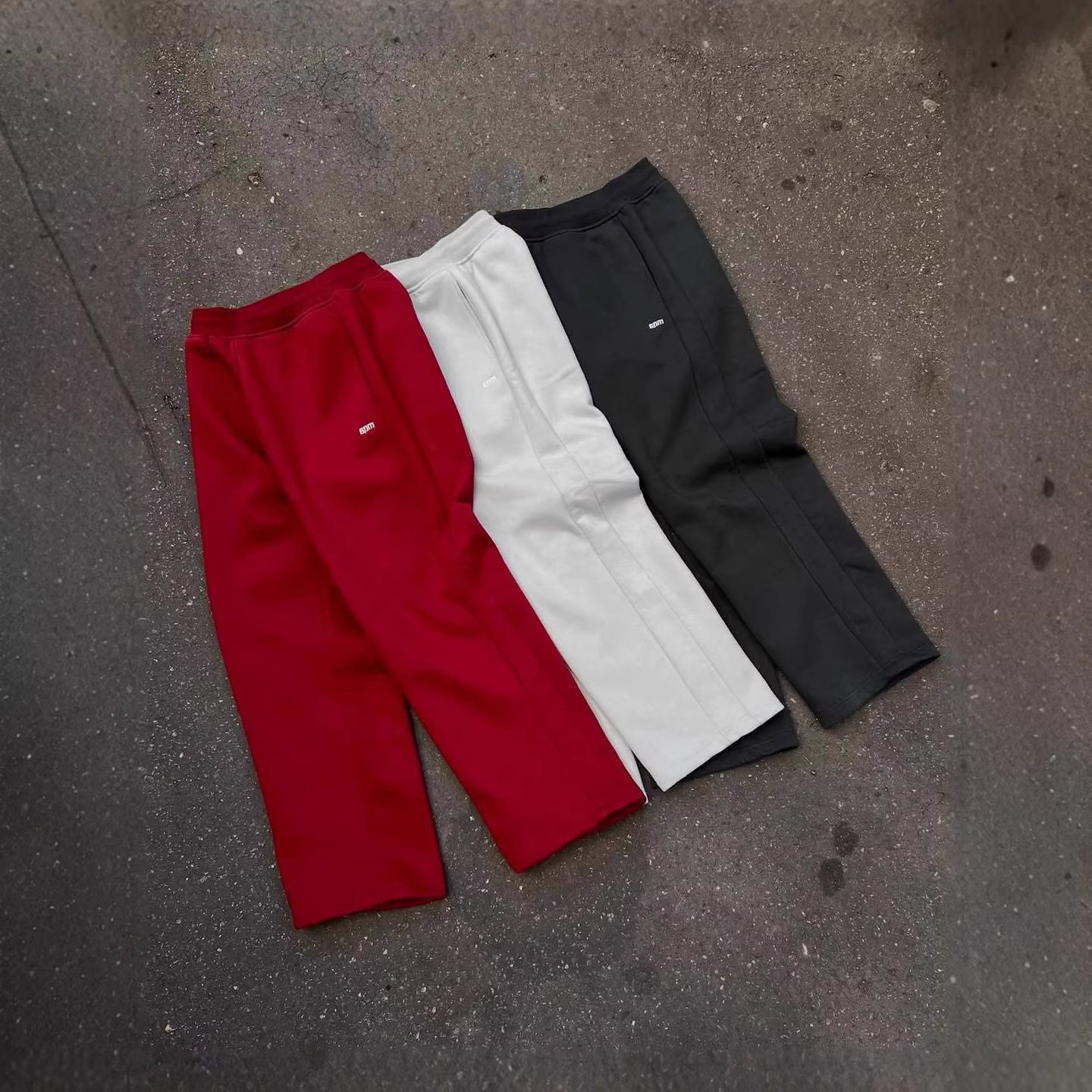 跨境潮牌6pm加绒连帽卫衣套装字母刺绣嘻哈街头直筒休闲卫裤