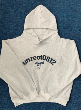 UNZEOT美式潮牌复古连帽卫衣男士秋冬字母休闲宽松套头运动帽衫