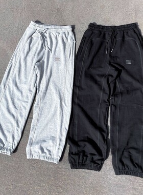 跨境y2k拼接刺绣运动裤男女KROEN复古休闲街头宽松休闲系带卫裤