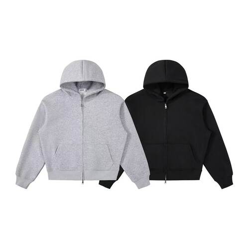 跨境 Boxy短款550g宽松基础纯色cleanfit卫衣重磅加厚连帽卫衣