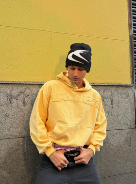 欧美跨境scuffers休闲连帽卫衣街头纯色宽松字母套头连帽衫男女