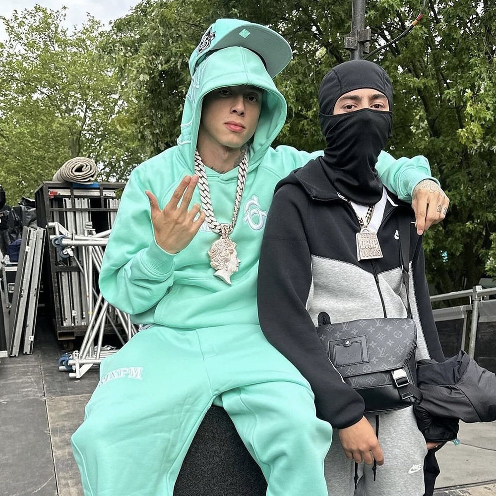 美式街头加绒套头连帽卫衣男Drill嘻哈运动休闲直筒卫裤套装潮