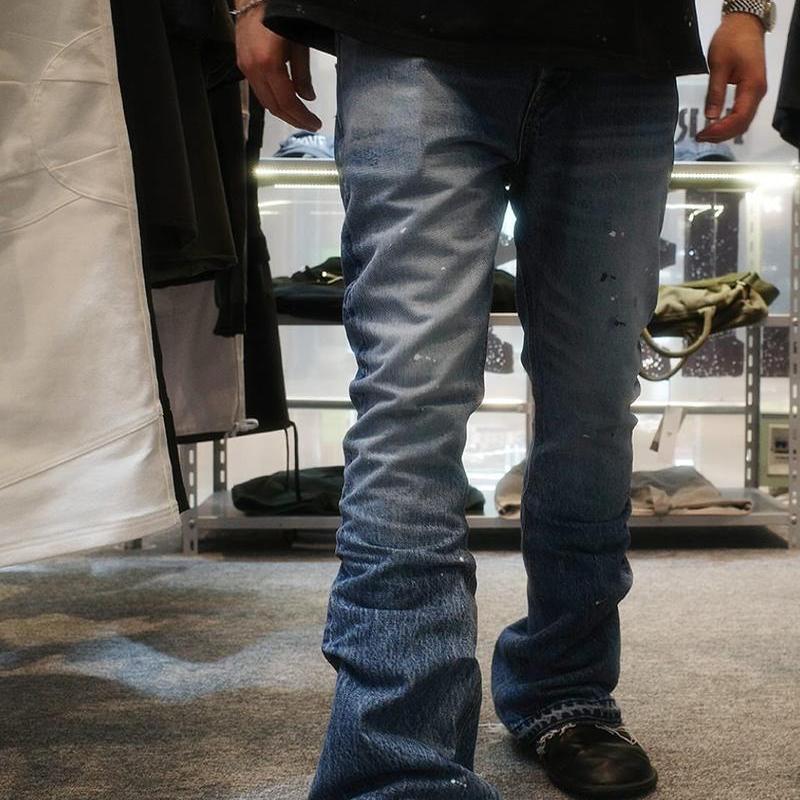 unzeot拉链长裤磨边四季涂鸦