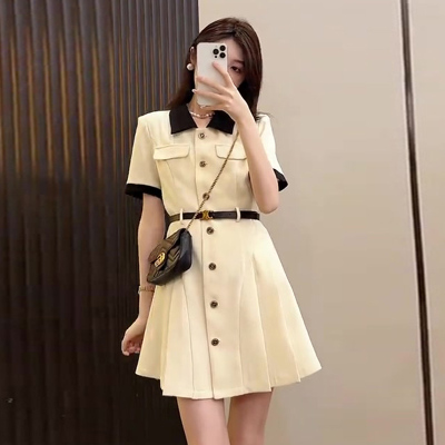 小香风领西装连衣裙子女