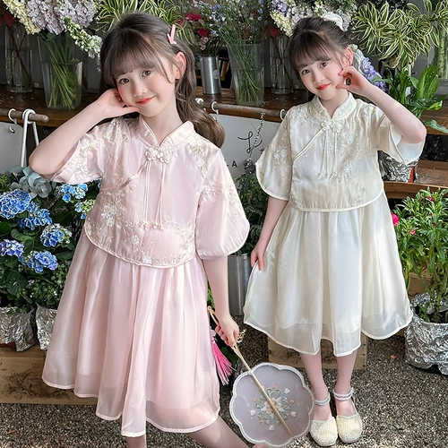 Летнее платье, детское ханьфу, юбка, китайский стиль, подходит для подростков, детская одежда