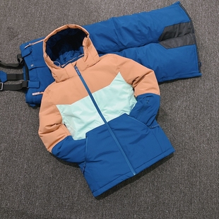 外贸原单儿童滑雪服男女童加厚防水风专业连体装备套装全套单双板