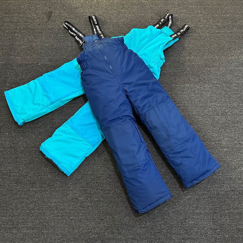 儿童滑雪裤男童女童外贸原单户外加厚保暖防水防风夹棉裤背带滑雪