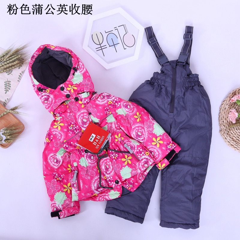 外贸原单小童婴儿滑雪服套装防风防水透气背带冲锋衣裤特价92码