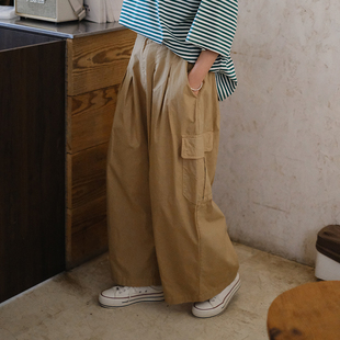 女春夏高腰松驰感休闲裤 十月雪 日系纯棉宽松阔腿裤 裤 四色工装