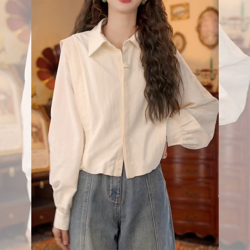 高级感通勤百搭泡泡袖衬衫女春季新款设计感宽松显瘦翻领开衫上衣,女装/女士精品,衬衫,淘宝优惠券,粉丝福利购,淘宝优惠卷