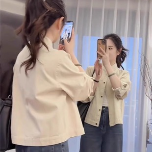 工装外套女短款衬衫2026春季新款韩宽松高级感休闲小个子夹克上衣