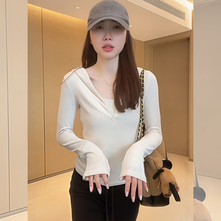 德绒半拉链连帽卫衣女款2026新款爆款时尚洋气秋冬内搭打底衫上衣