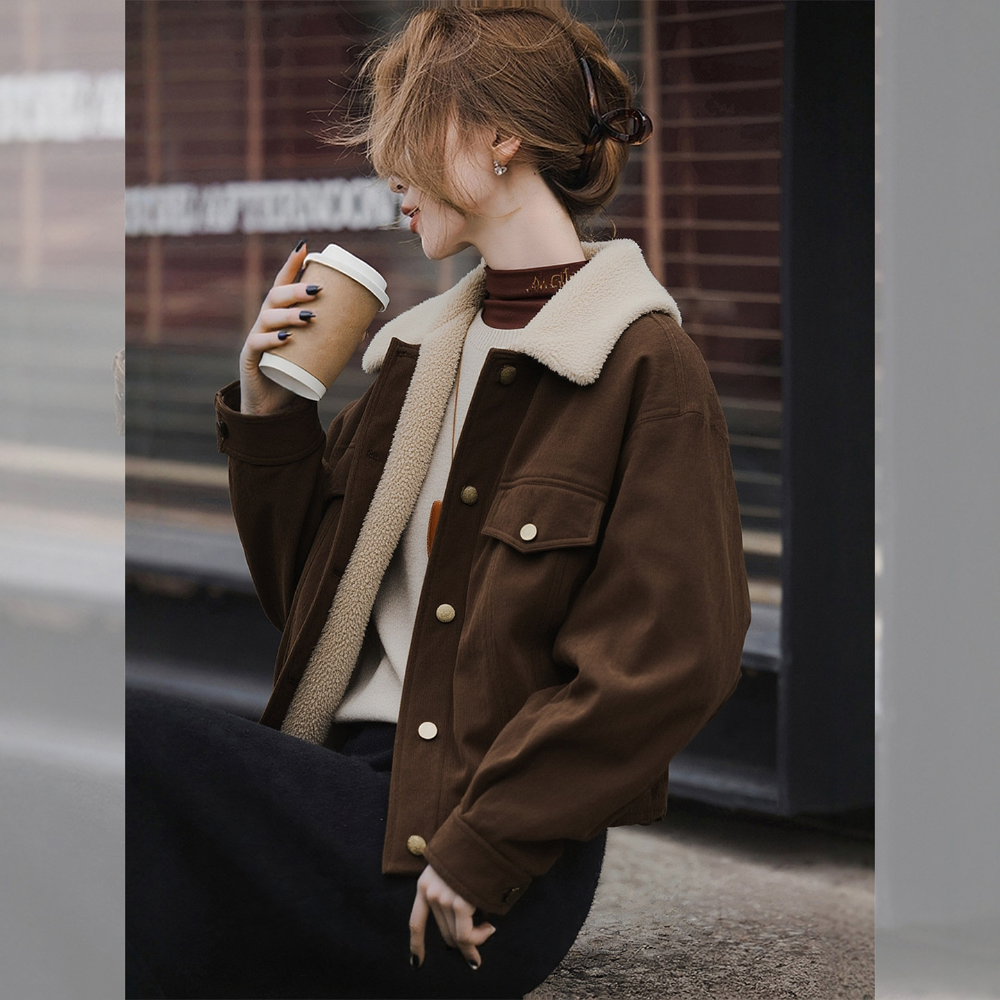 【赠送运费险】羊羔绒夹克外套女