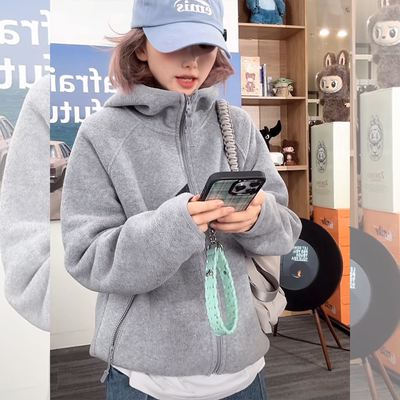 【赠送运费险】灰色加绒卫衣外套