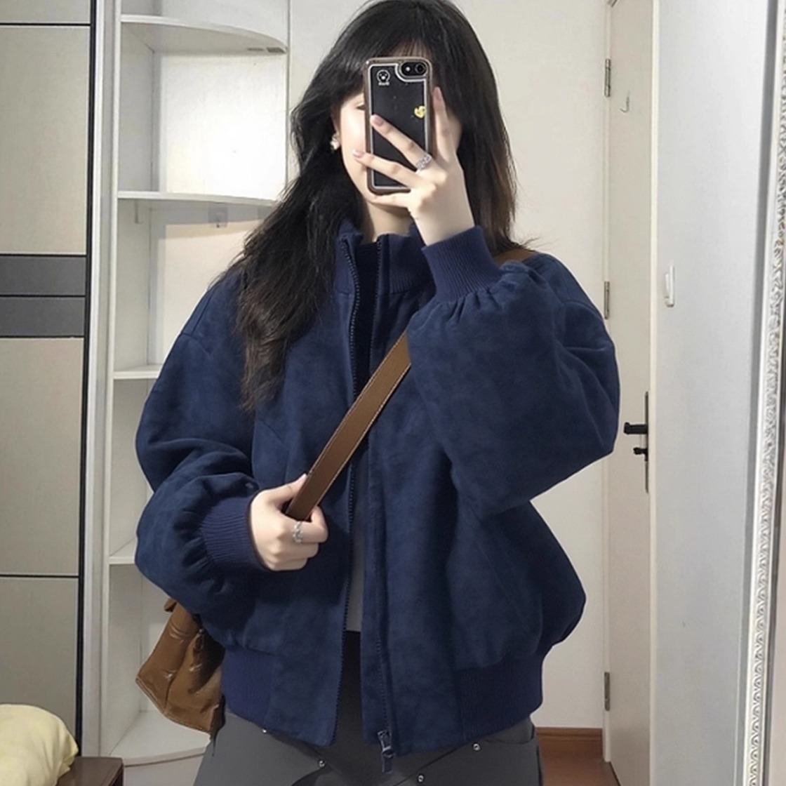 【赠送运费险】冬季蓝色夹克外套