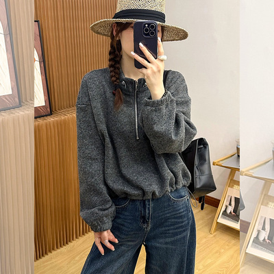 【赠送运费险】半拉链无帽卫衣