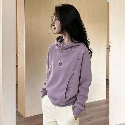 【赠送运费险】韩系紫色连帽卫衣