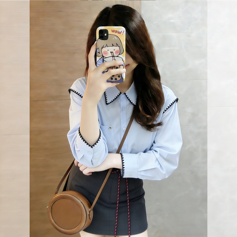 法式蓝色长袖衬衫女春季2026新款爆款衬衣高级感轻奢减龄洋气上衣,女装/女士精品,衬衫,淘宝优惠券,粉丝福利购,淘宝优惠卷