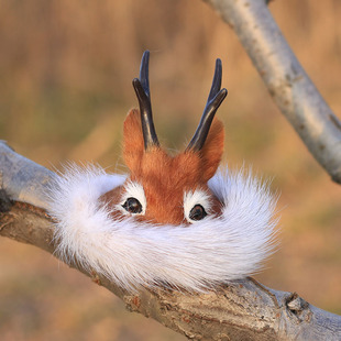 呼伦贝尔鄂伦春族狍角帽摆件文创摆件非遗工艺品创意手伴车载摆件