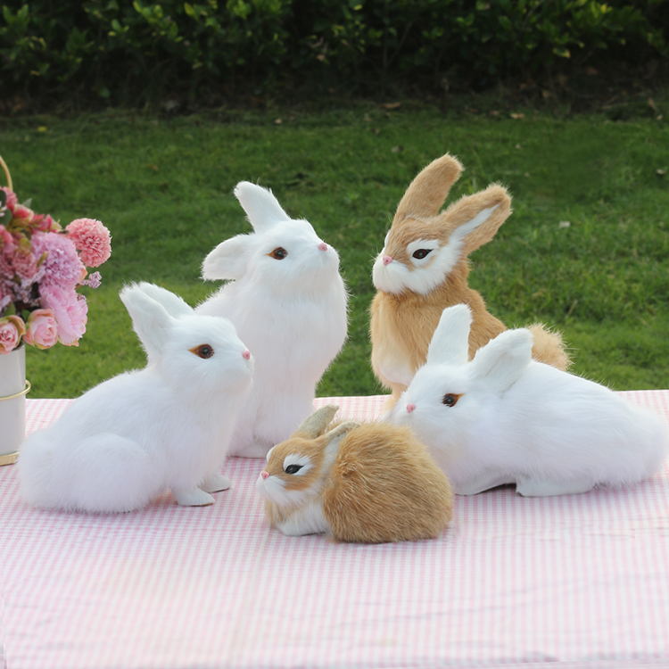 手持仿真小兔子小白兔模型儿童毛绒玩具玉兔嫦娥古装摄影道具摆件