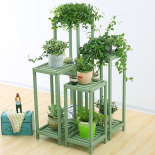 田园实木花架子组合高低多肉绿萝兰花角几客厅花台阳台展示架室内