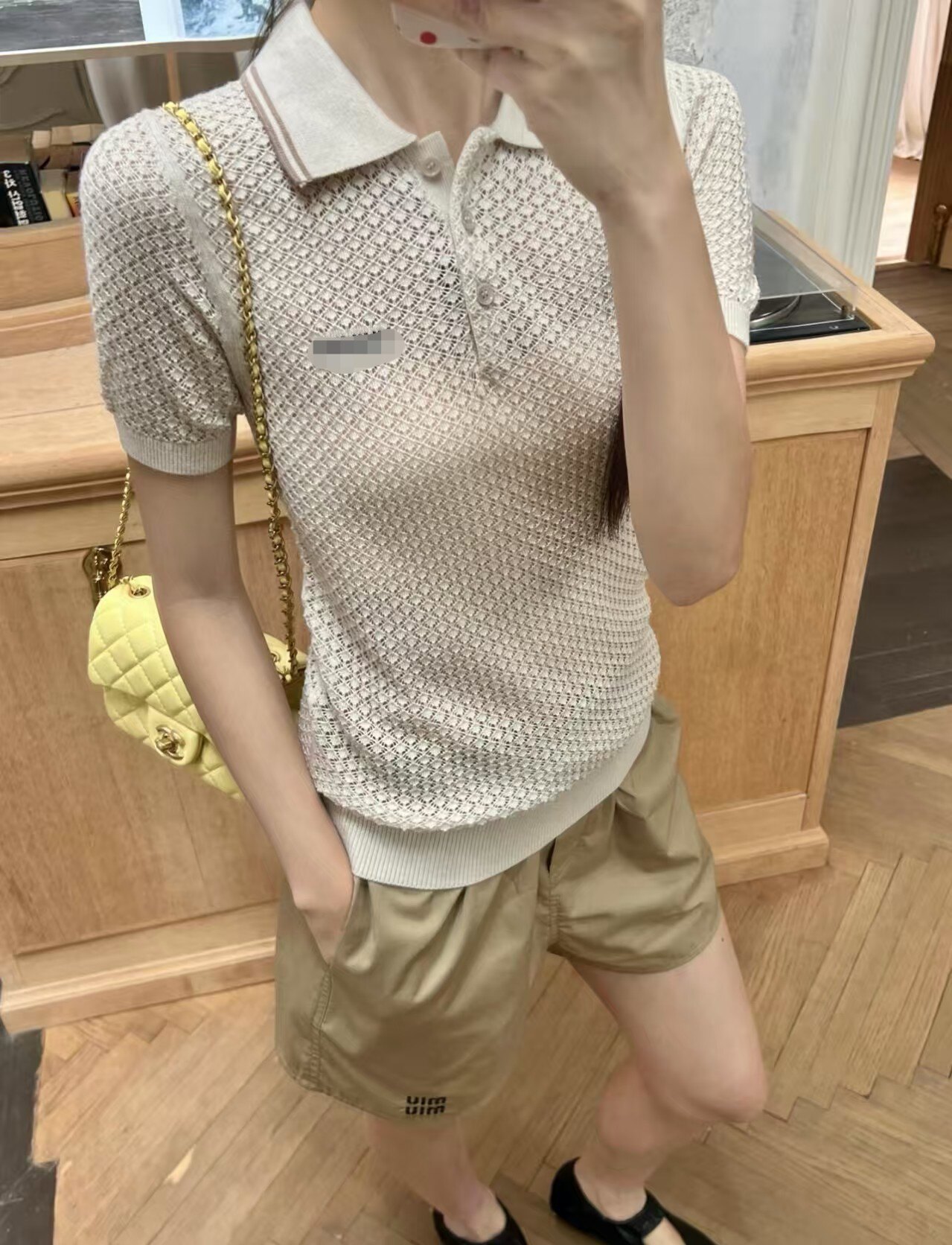 原单品质2025夏季新款时尚翻领字母刺绣镂空针织短袖polo衫上衣女