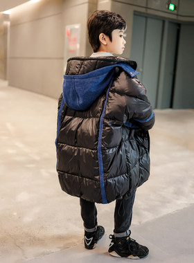 男童羽绒服2021新款洋气儿童冬装中长款过膝中大童装男孩帅气潮牌